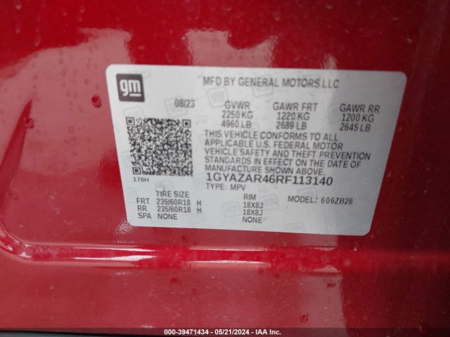 1GYAZAR46RF113140 Cadillac Xt4 Fwd Luxury