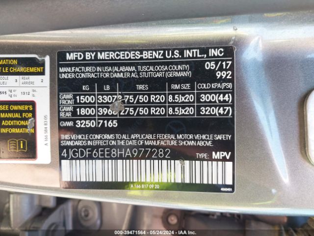 4JGDF6EE8HA977282 Mercedes-Benz Gls 450 4matic