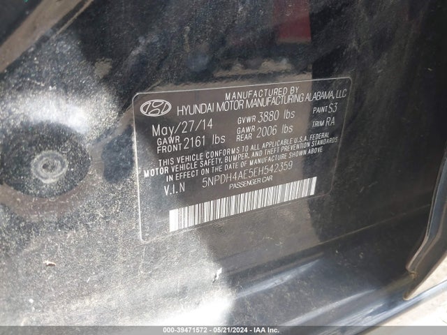 Hyundai ELANTRA SE 2014 5NPDH4AE5EH542359 Image 9