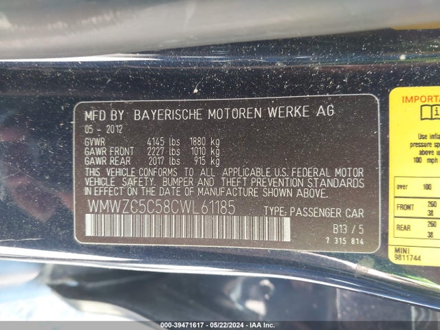 2012 MINI COOPER S COUNTRYMAN WMWZC5C58CWL61185 Photo 8