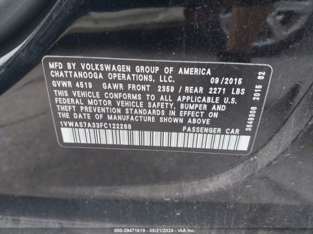 1VWAS7A33FC122288 Volkswagen Passat 1.8t Limited Edition