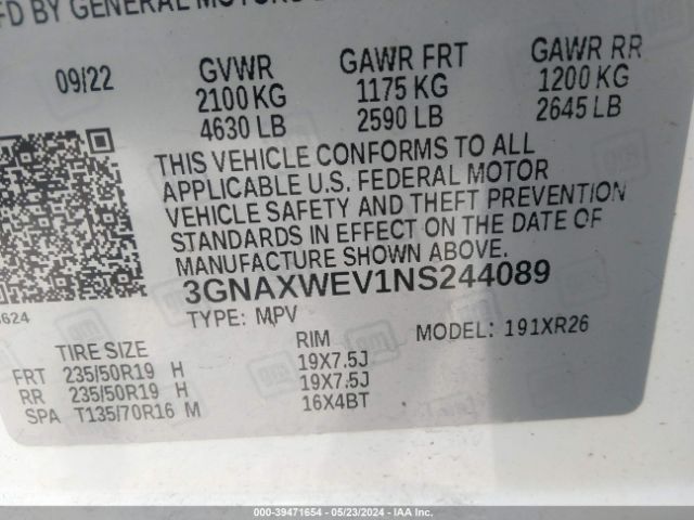 2022 CHEVROLET EQUINOX 3GNAXWEV1NS244089 Photo 8