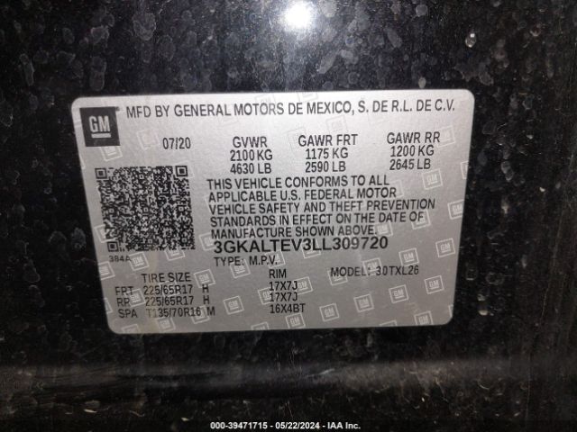 3GKALTEV3LL309720 GMC Terrain Awd Sle