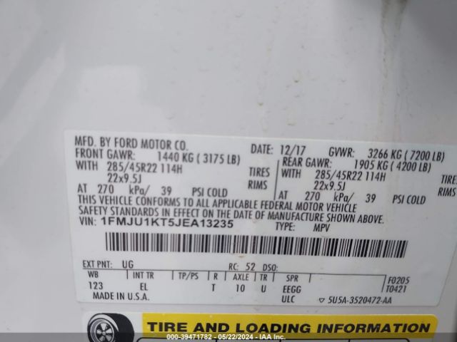 1FMJU1KT5JEA13235 Ford Expedition Limited