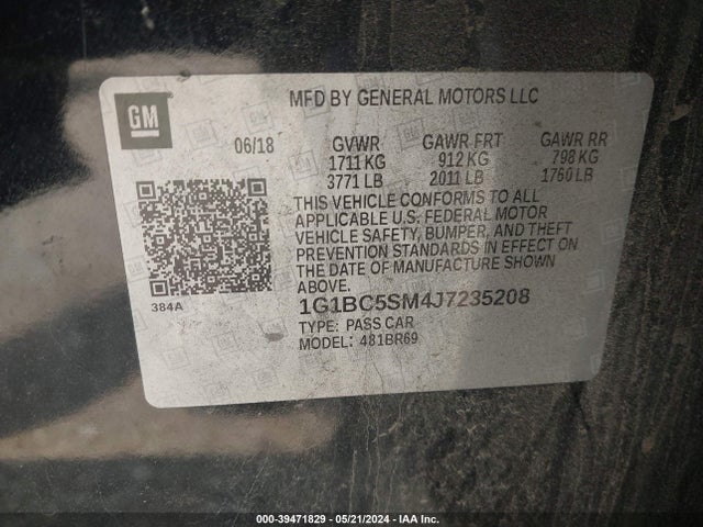 Chevrolet Cruze Ls Auto 2018 1G1BC5SM4J7235208 Image 9