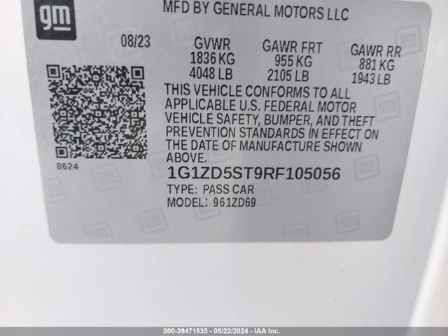 Chevrolet MALIBU LT 2024 1G1ZD5ST9RF105056 Image 9