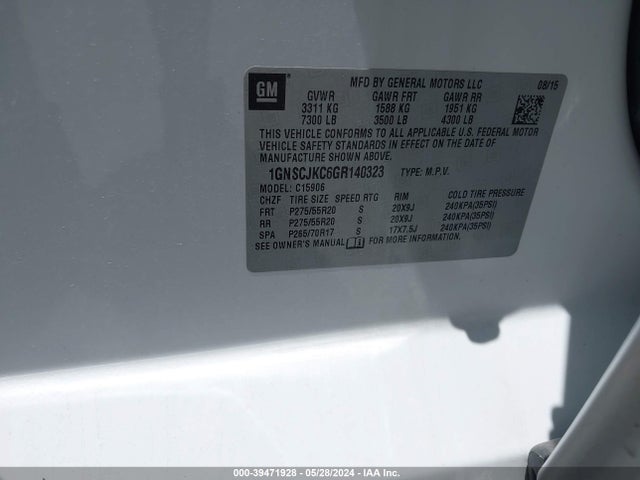 Chevrolet Suburban Ltz 2016 1GNSCJKC6GR140323 Image 9