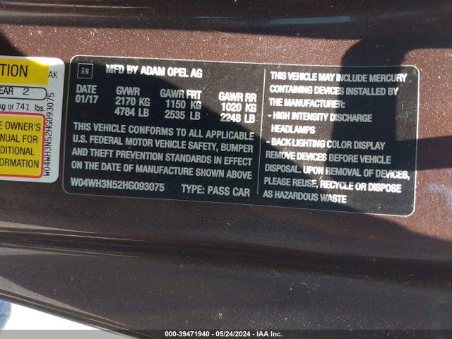 Buick Cascada Premium 2017 W04WH3N52HG093075 Image 9