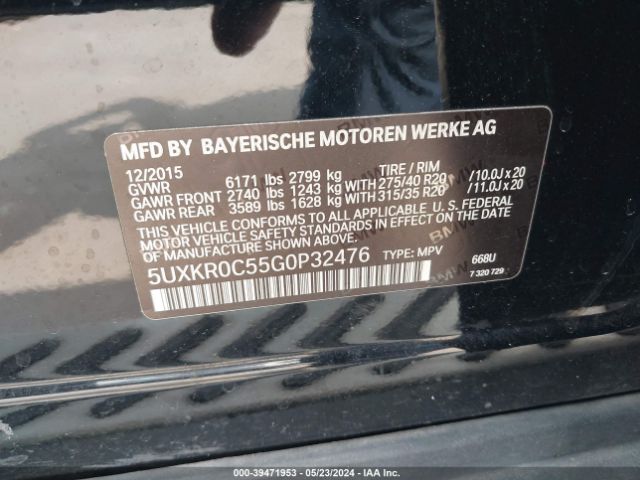 5UXKR0C55G0P32476 BMW X5 Xdrive35i