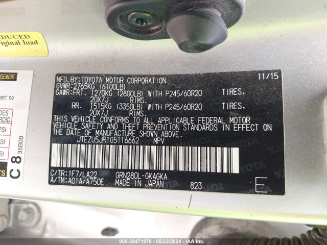 Toyota 4runner Limited 2016 JTEZU5JR1G5116662 Image 9