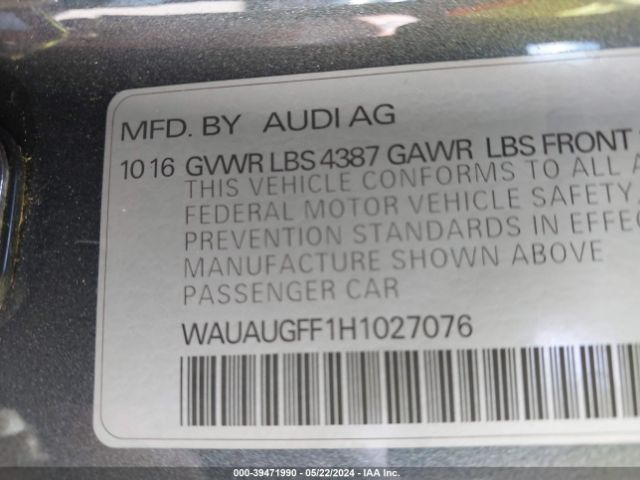 WAUAUGFF1H1027076 Audi A3 2.0t Premium