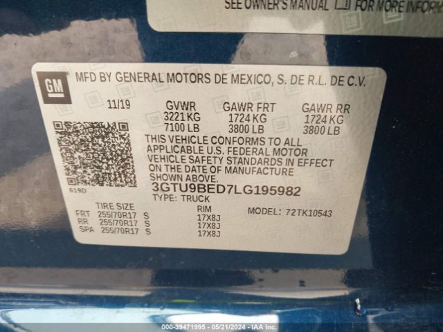 3GTU9BED7LG195982 GMC SIERRA 1500