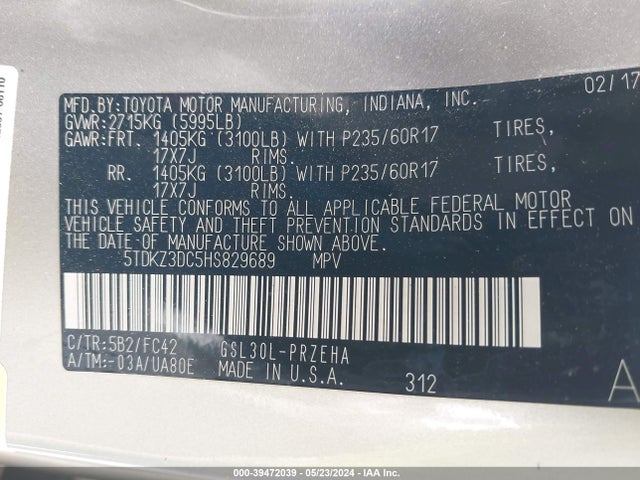 Toyota Sienna Le 8 Passenger 2017 5TDKZ3DC5HS829689 Image 9