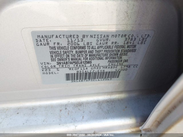 Nissan SENTRA S 2014 3N1AB7AP5EL612565 Image 9