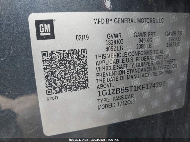 Chevrolet Malibu 1ls 2019 1G1ZB5ST1KF174397 Image 9