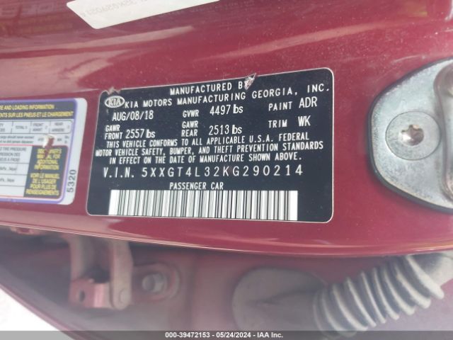 5XXGT4L32KG290214 KIA Optima S