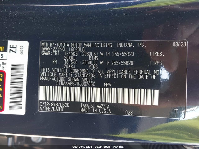 Toyota Grand Highlander Platinum 2024 5TDAAAB57RS007666 Image 9