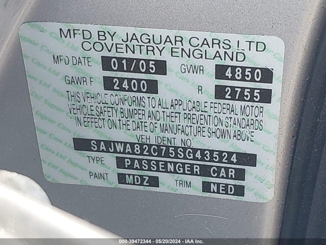 2005 JAGUAR XJ SAJWA82C75SG43524 Photo 8