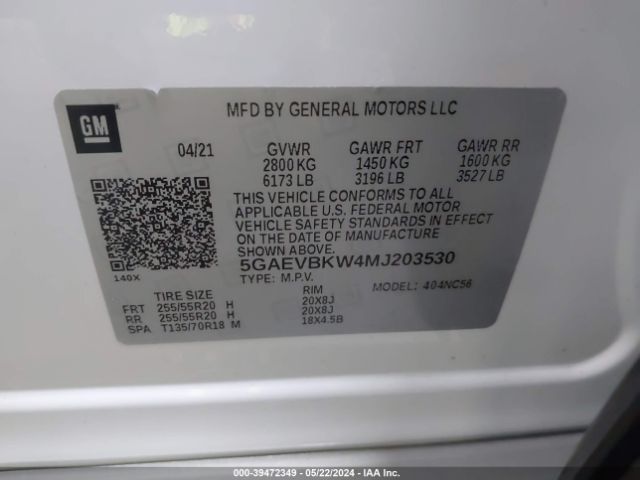 5GAEVBKW4MJ203530 Buick Enclave Awd Premium