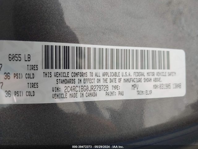 2C4RC1BG0JR279729 Chrysler Pacifica Touring L