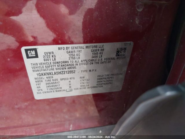 1GKKNKLA5HZ212852 GMC Acadia Sle-1