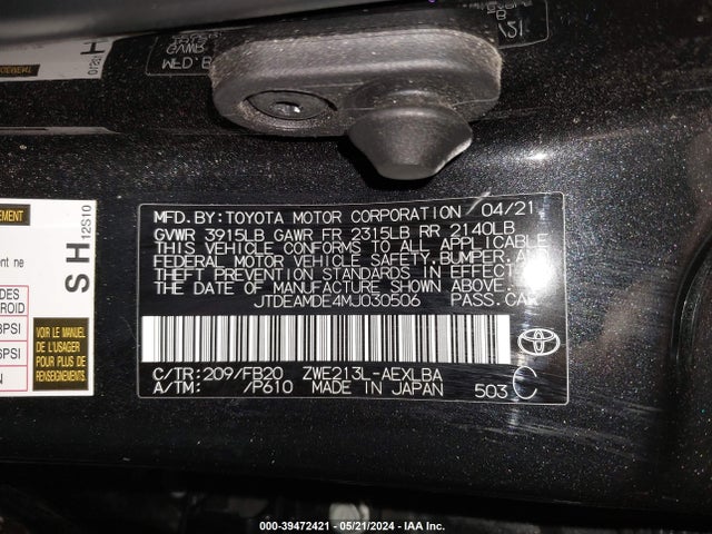 Toyota Corolla Hybrid Le 2021 JTDEAMDE4MJ030506 Image 9