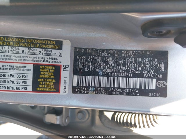Toyota CAMRY LE 2015 4T1BF1FK1FU935711 Image 9