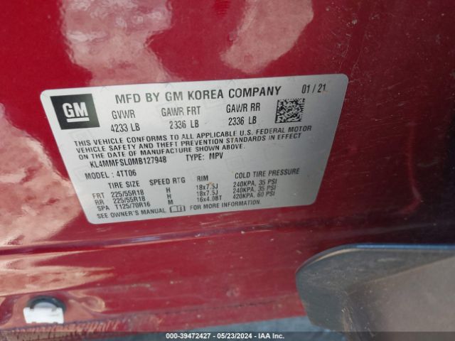 KL4MMFSL0MB127948 Buick Encore Gx Fwd Essence