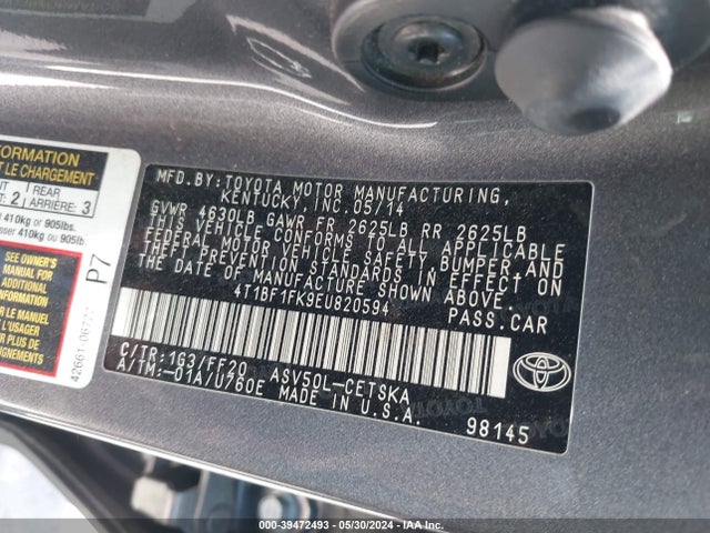 Toyota CAMRY SE 2014 4T1BF1FK9EU820594 Image 9