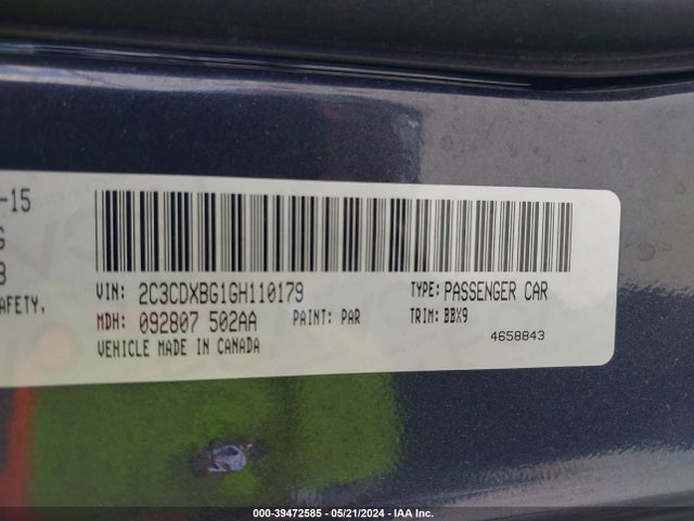 Dodge Charger Se 2016 2C3CDXBG1GH110179 Image 9