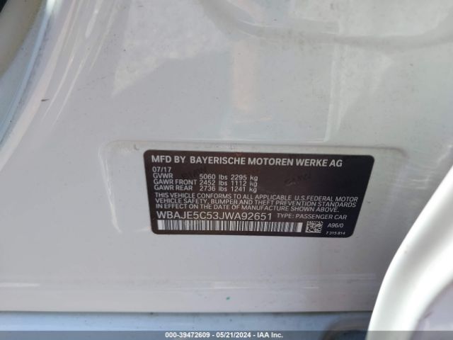 WBAJE5C53JWA92651 BMW 540I