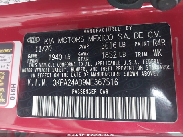 KIA RIO S 2021 3KPA24AD9ME367516 Image 9