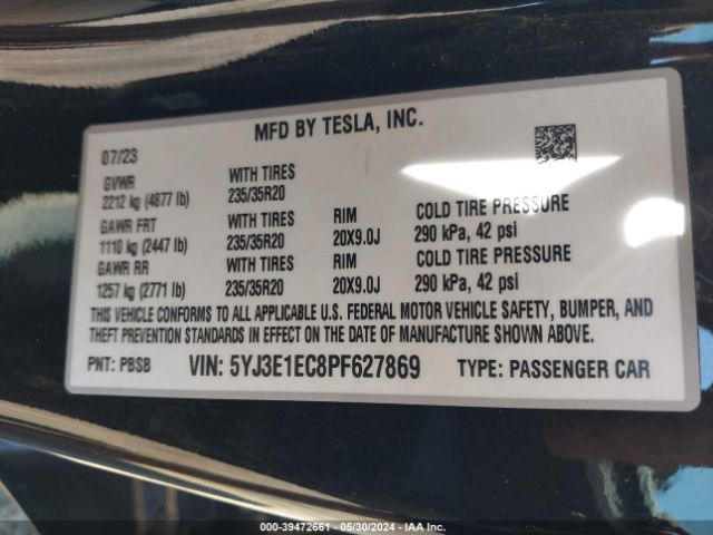 5YJ3E1EC8PF627869 Tesla Model 3 Performance Dual Motor All-wheel Drive