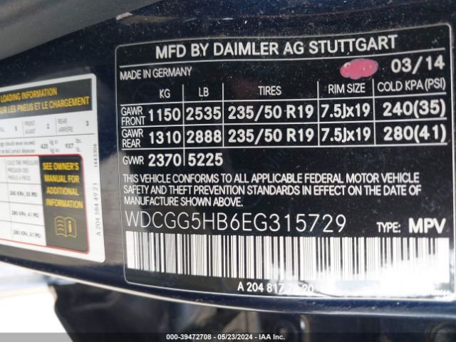 WDCGG5HB6EG315729 Mercedes-Benz GLK 350