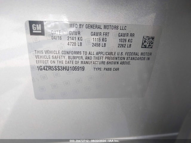 Buick Lacrosse Premium 2017 1G4ZR5SS3HU106919 Image 9