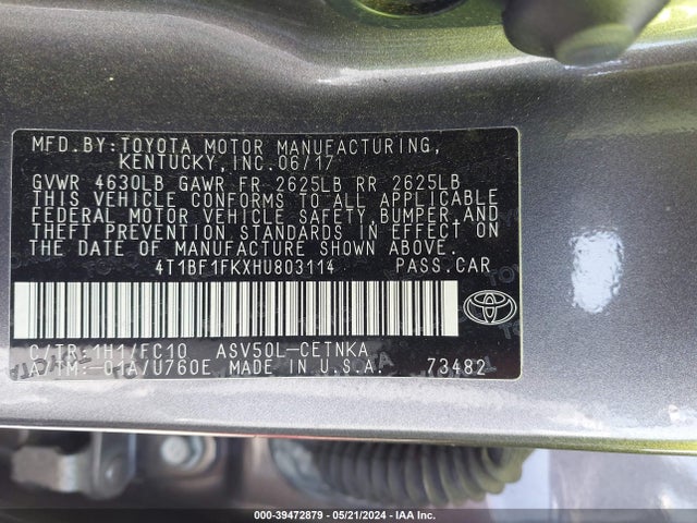 Toyota CAMRY LE 2017 4T1BF1FKXHU803114 Image 9
