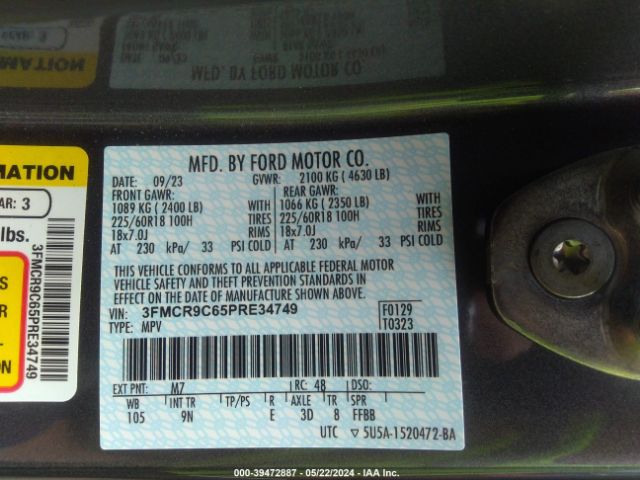 3FMCR9C65PRE34749 Ford Bronco Sport Outer Banks