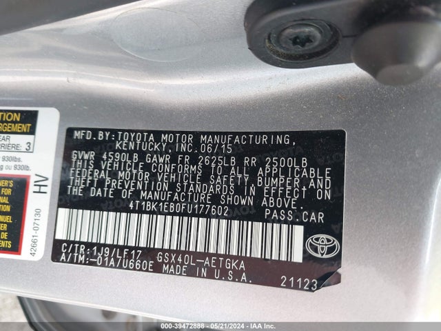 Toyota Avalon Xle Premium 2015 4T1BK1EB0FU177602 Image 9