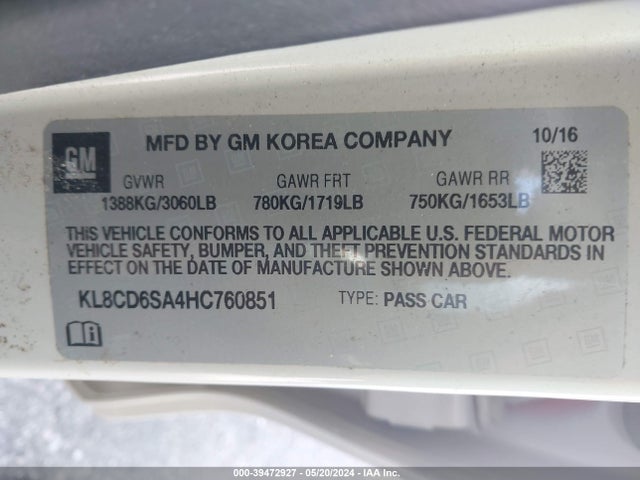 Chevrolet Spark 1lt Cvt 2017 KL8CD6SA4HC760851 Image 9
