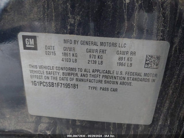 Chevrolet Cruze 1lt Auto 2015 1G1PC5SB1F7195181 Image 9