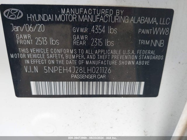 Hyundai Sonata Limited 2020 5NPEH4J28LH021126 Image 9