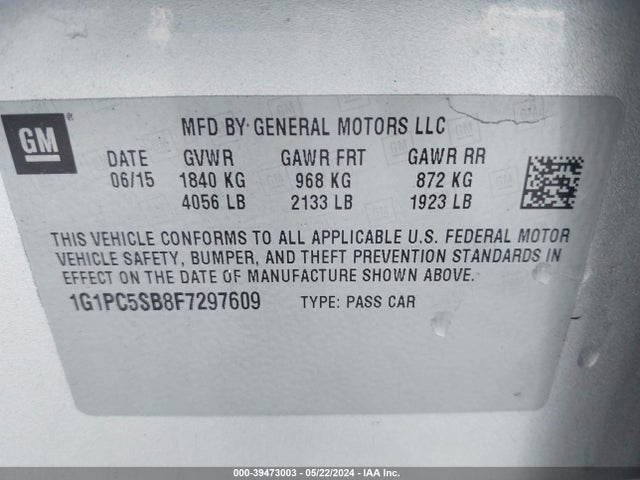 Chevrolet Cruze 1lt Auto 2015 1G1PC5SB8F7297609 Image 9