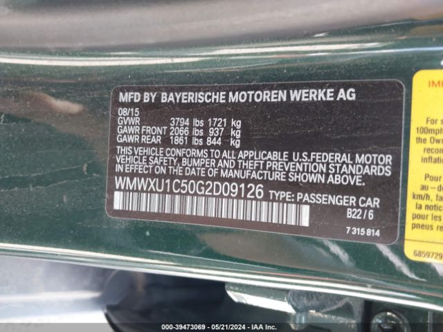 WMWXU1C50G2D09126 Mini Hardtop Cooper
