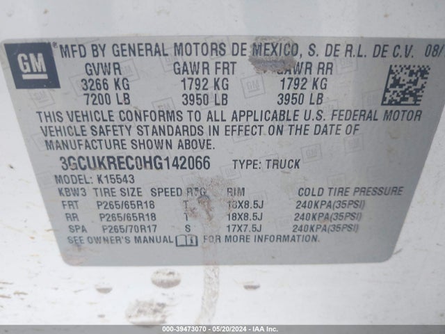 Chevrolet Silverado 1500 2lt 2017 3GCUKREC0HG142066 Image 9