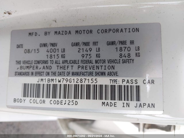 Mazda Mazda3 I Touring 2016 JM1BM1W79G1287155 Image 9