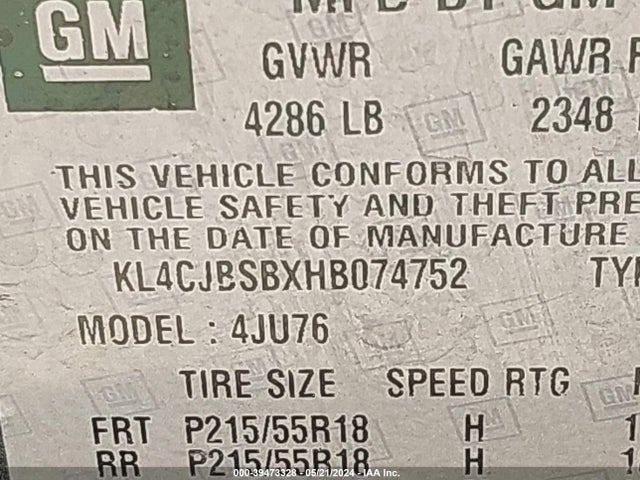 KL4CJBSBXHB074752 Buick Encore Preferred Ii