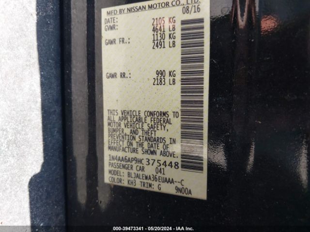 1N4AA6AP9HC375448 Nissan Maxima 3.5 Sl