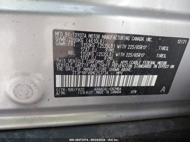 Toyota Rav4 Xle 2021 2T3P1RFV6MC253734 Image 9