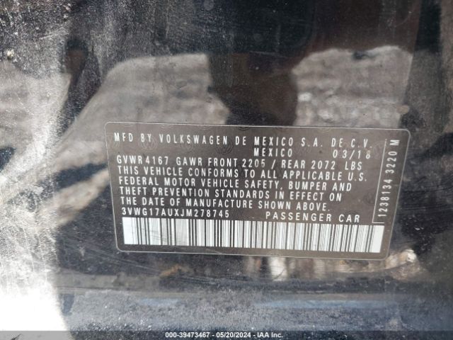 3VWG17AUXJM278745 Volkswagen Golf Tsi S/tsi Se