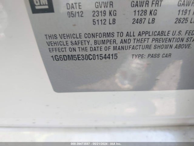 2012 CADILLAC CTS 1G6DM5E30C0154415 Photo 8